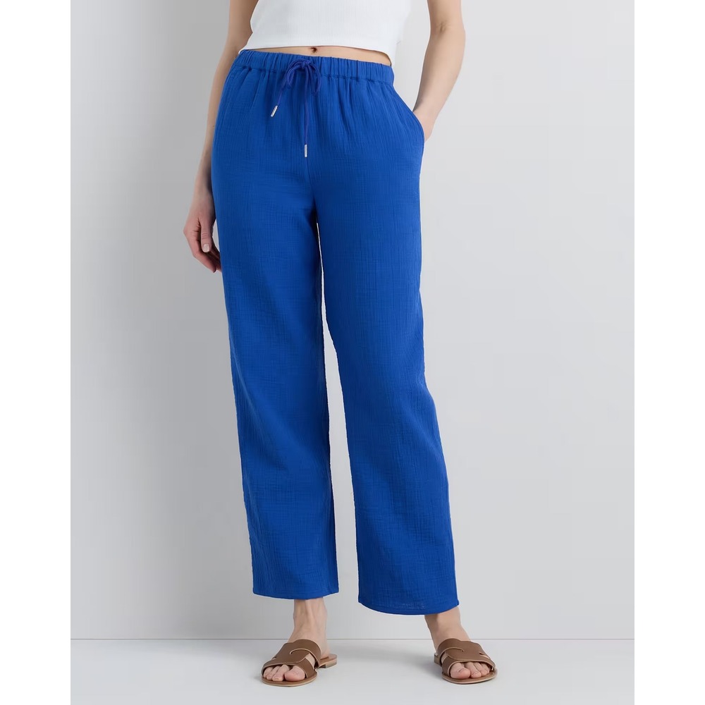 Quince 100% Organic Cotton Gauze Straight Leg Pants Orchid Blue - XLarge